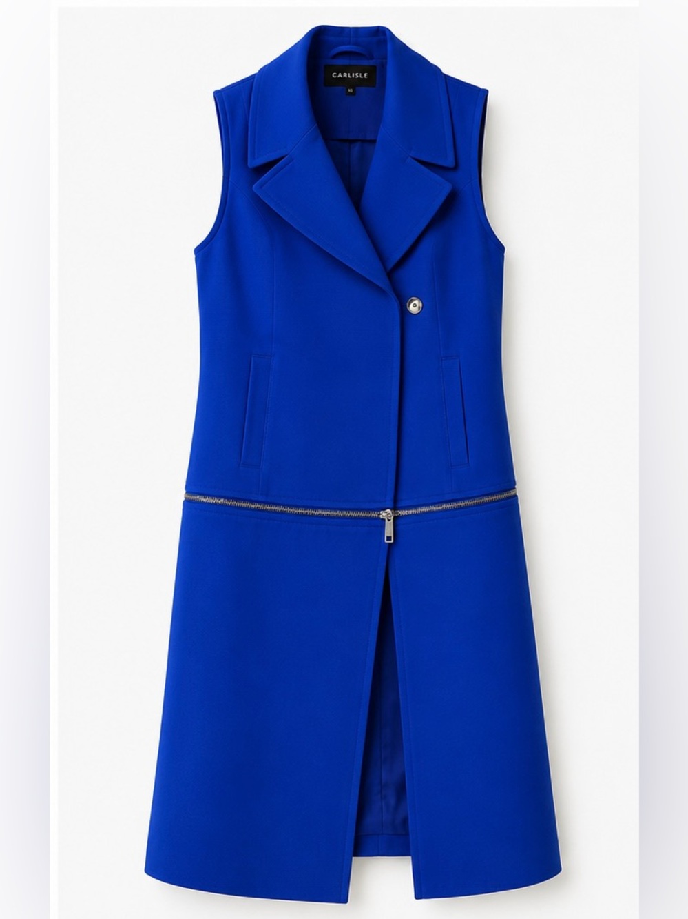 Carlisle Royal Blue 2-Way convertible zip-off long vest or short lined luxe